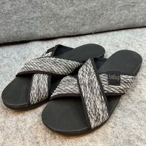 FitFlop Iqushion Ergonomic‎ Pool Beach Slides Sandals Silver Black Women's 10